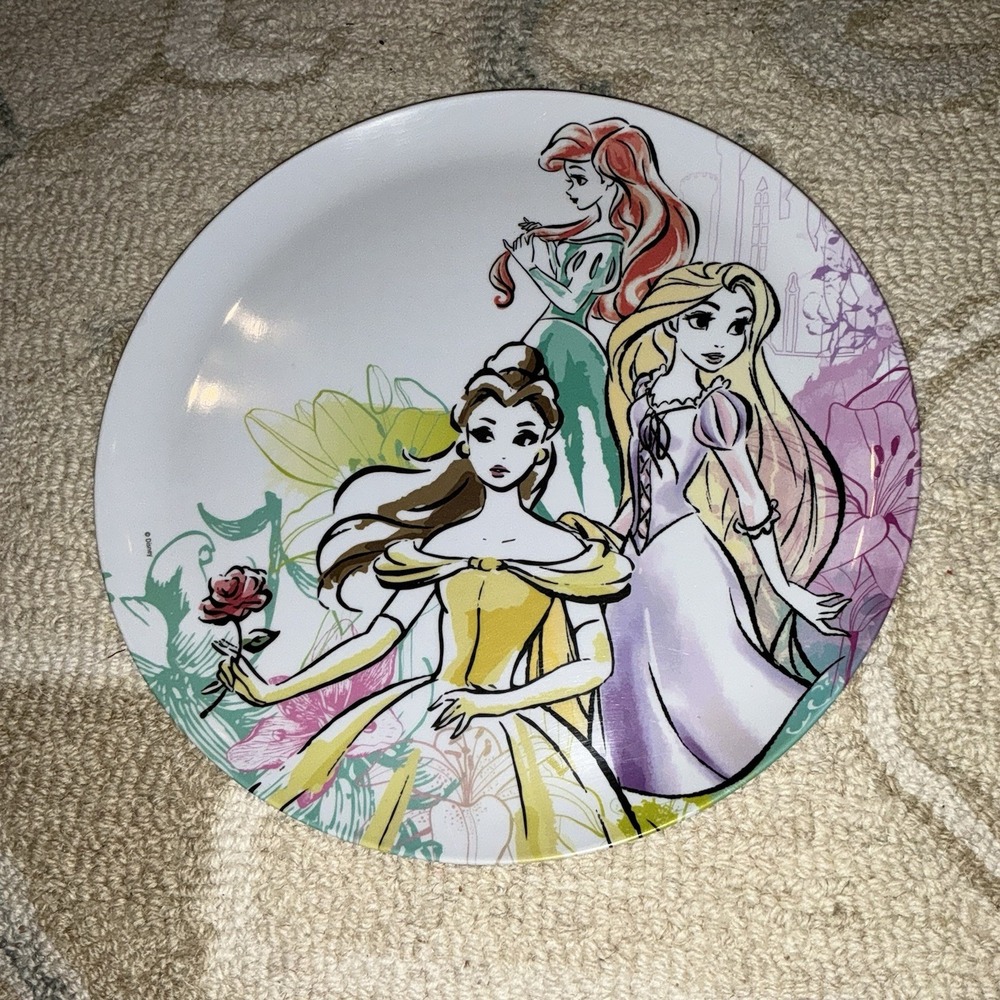 DISNEY Zak! Designs Princesses Sketch Plate- Melamine 10"- Ariel Belle Rapunzel